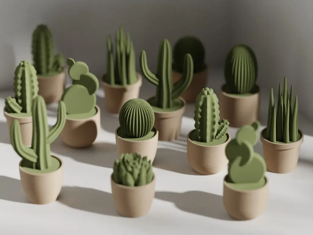 Livo – Sculpted Succulent Set (7 Succulents + 4 Pots)