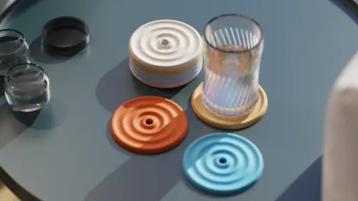 [DE-0006] Ripple – Sculpted Coasters (Set of 4)